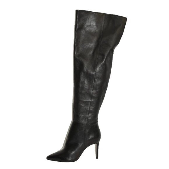 New! Schutz Magali Over The Knee Leather Boot Black Size 7 B DD523 - Picture 3 of 6